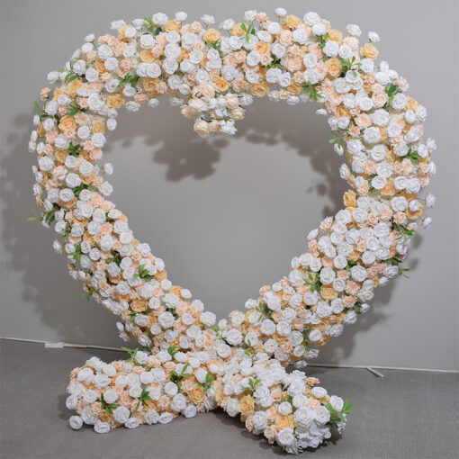 Gorgeous Heart Arch with Champagne and White Roses for Elegant Weddings