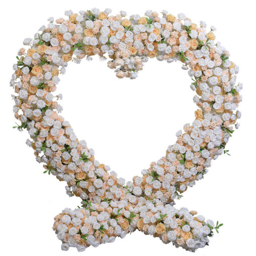 Gorgeous Heart Arch with Champagne and White Roses for Elegant Weddings