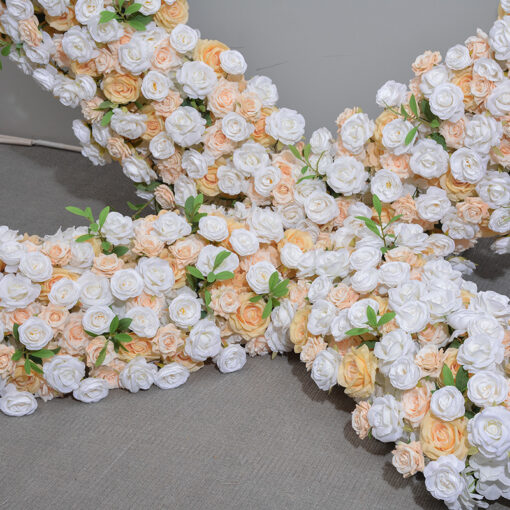 Gorgeous Heart Arch with Champagne and White Roses for Elegant Weddings