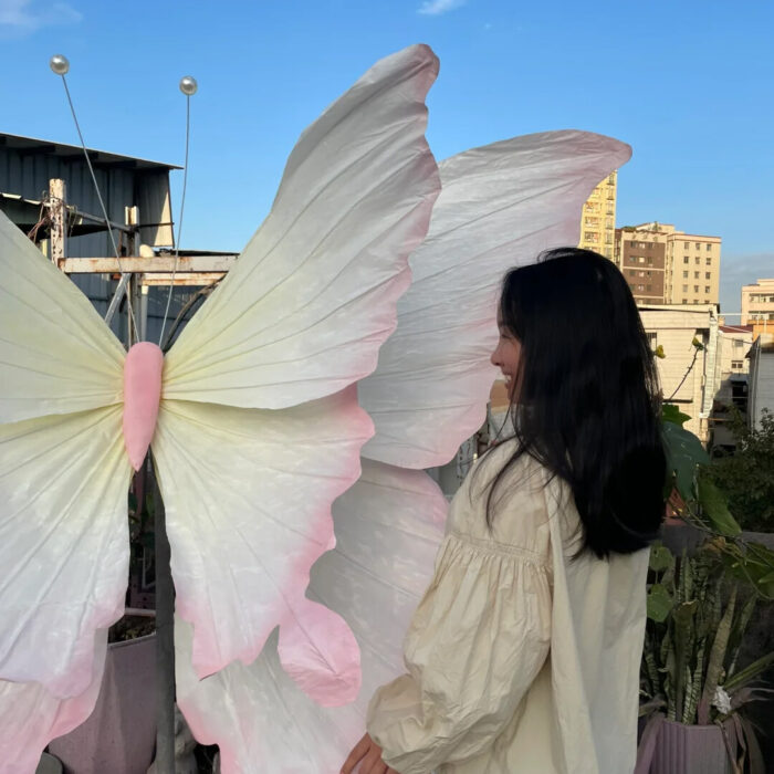 Handcrafted White and Pink Butterfly Backdrop for Elegant Outdoor Weddings