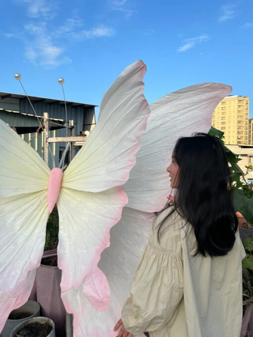 Handcrafted White and Pink Butterfly Backdrop for Elegant Outdoor Weddings