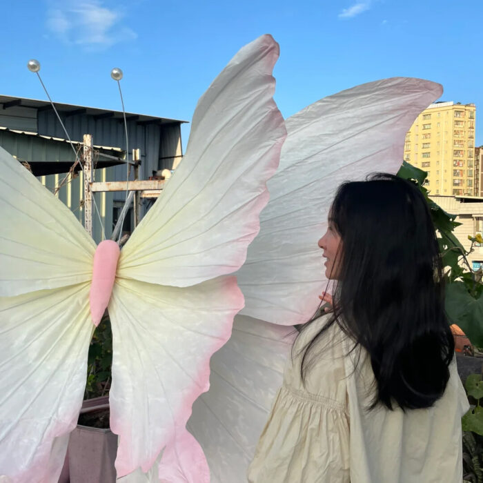 Handcrafted White and Pink Butterfly Backdrop for Elegant Outdoor Weddings