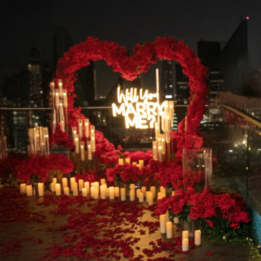 Heart-Shaped Wedding Arch with Red Roses: Perfect Dubai Wedding Backdrop