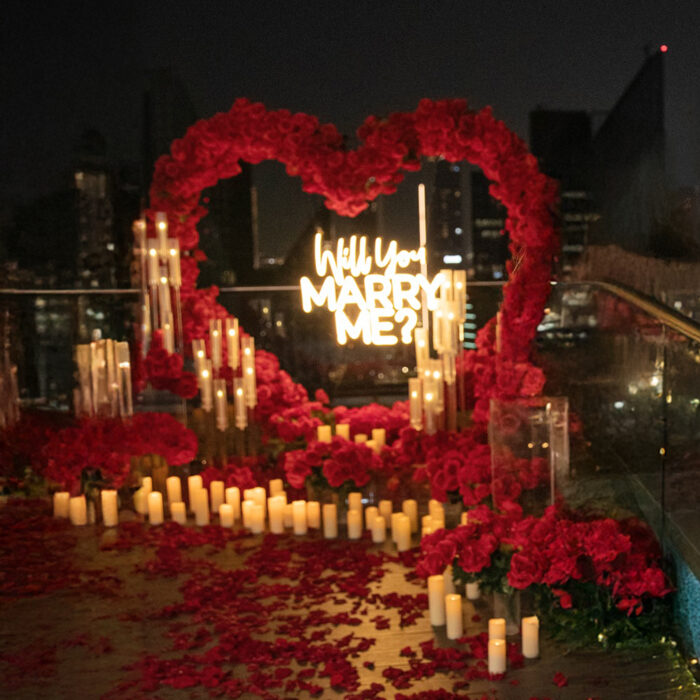 Heart-Shaped Wedding Arch with Red Roses: Perfect Dubai Wedding Backdrop