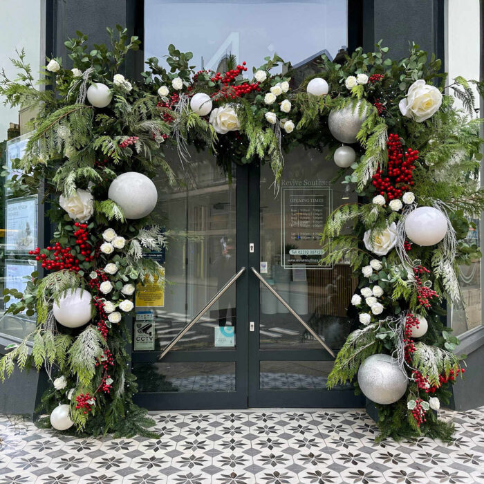 Joyful Christmas Greenery and Balloon Arch Kit for Perfect Holiday Backdrops