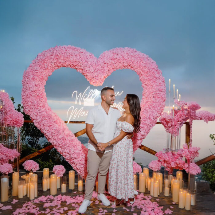 Light Pink Wedding Backdrop with Floral Archway and Roses for a Dreamy Celebration