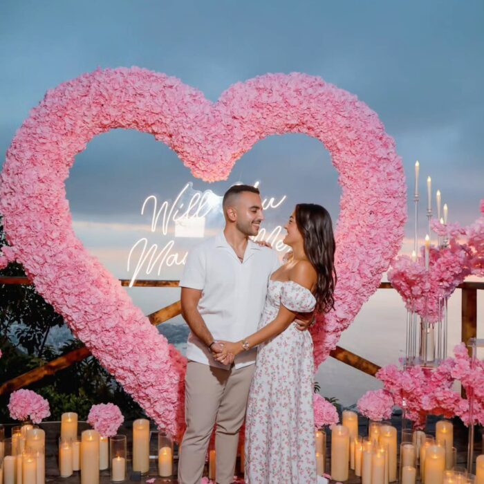 Light Pink Wedding Backdrop with Floral Archway and Roses for a Dreamy Celebration