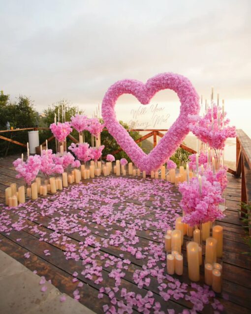 Light Pink Wedding Backdrop with Floral Archway and Roses for a Dreamy Celebration