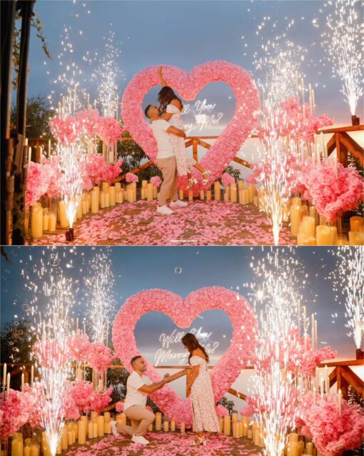 Light Pink Wedding Backdrop with Floral Archway and Roses for a Dreamy Celebration