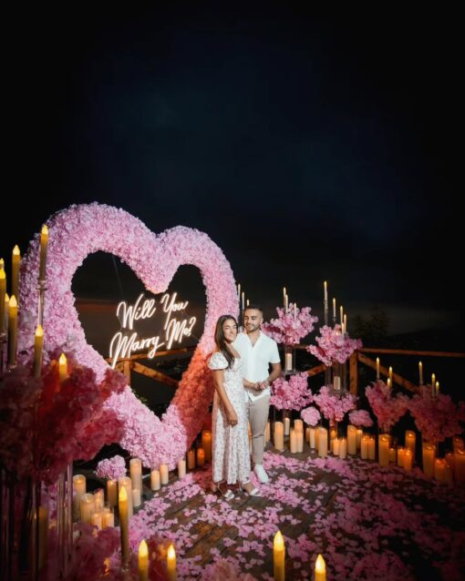Light Pink Wedding Backdrop with Floral Archway and Roses for a Dreamy Celebration