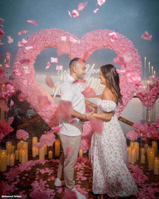 Light Pink Wedding Backdrop with Floral Archway and Roses for a Dreamy Celebration