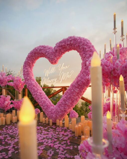 Light Pink Wedding Backdrop with Floral Archway and Roses for a Dreamy Celebration
