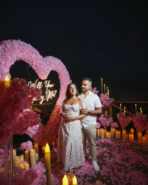 Light Pink Wedding Backdrop with Floral Archway and Roses for a Dreamy Celebration