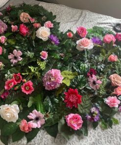 Lucky in Love Wedding Shower Theme with Elegant Artificial Flower Wall Hanging