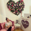 Lucky in Love Wedding Shower Theme with Elegant Artificial Flower Wall Hanging