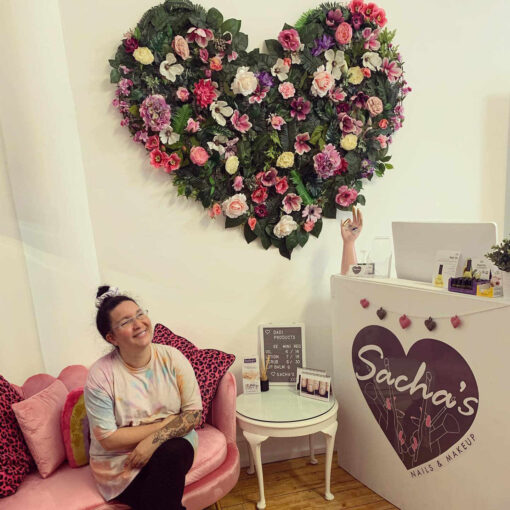 Lucky in Love Wedding Shower Theme with Elegant Artificial Flower Wall Hanging