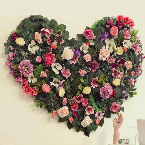 Lucky in Love Wedding Shower Theme with Elegant Artificial Flower Wall Hanging