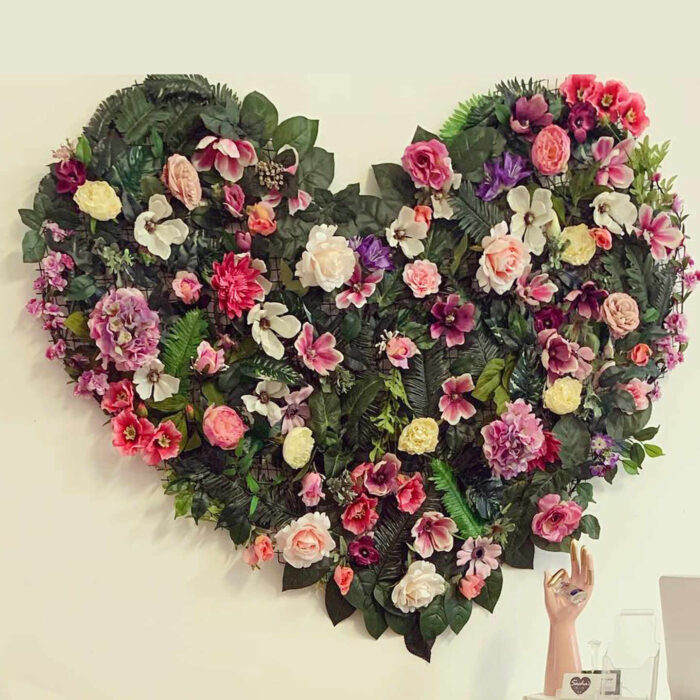 Lucky in Love Wedding Shower Theme with Elegant Artificial Flower Wall Hanging