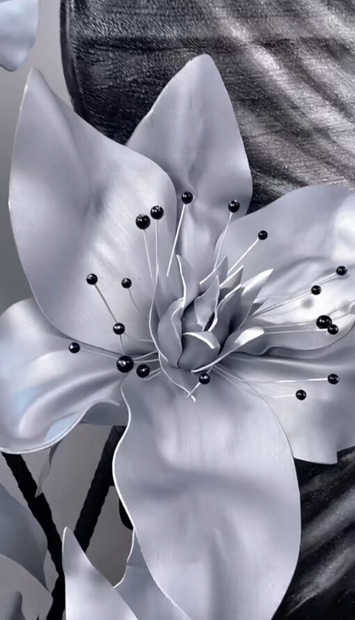 Luxury Black and Silver Gradient Butterfly Decor with Pink Rose Arrangement