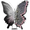 Luxury Black and Silver Gradient Butterfly Decor with Pink Rose Arrangement