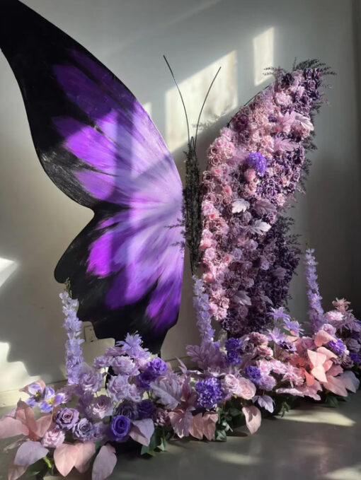Luxury Lavender and Violet Rose Butterfly Backdrop for Wedding Decorations