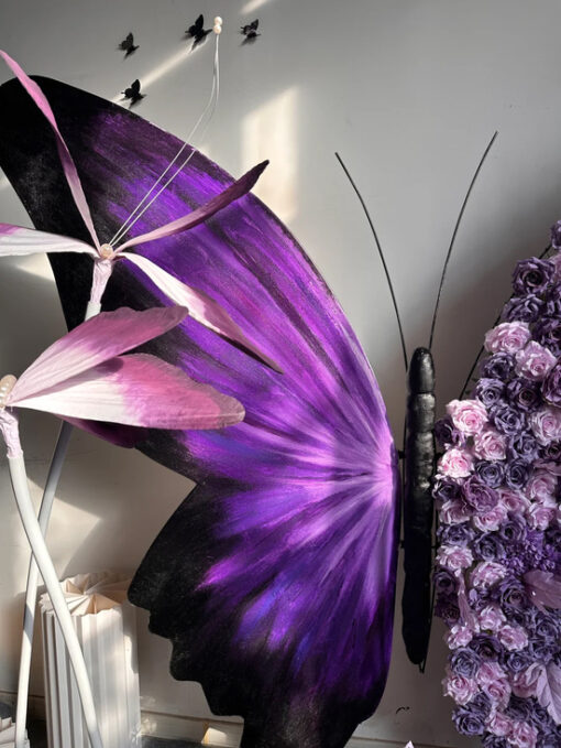 Luxury Lavender and Violet Rose Butterfly Backdrop for Wedding Decorations