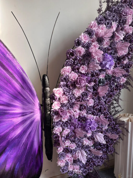 Luxury Lavender and Violet Rose Butterfly Backdrop for Wedding Decorations