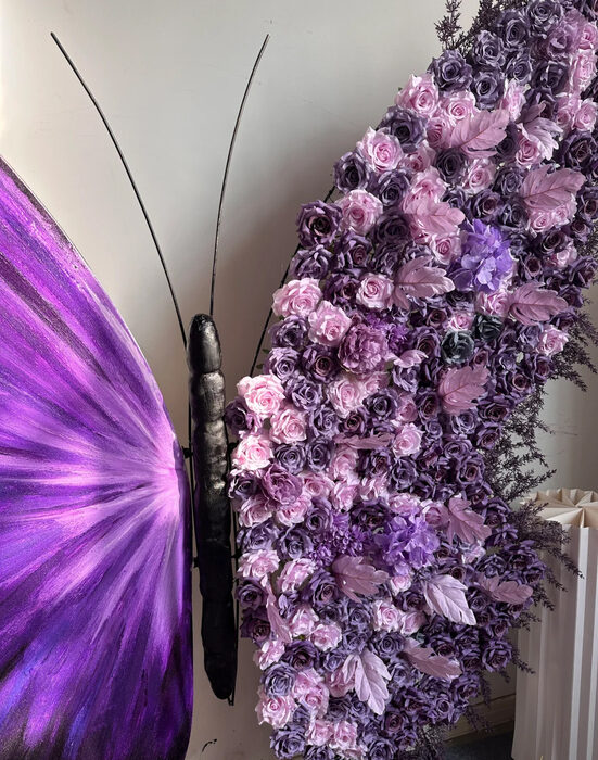 Luxury Lavender and Violet Rose Butterfly Backdrop for Wedding Decorations
