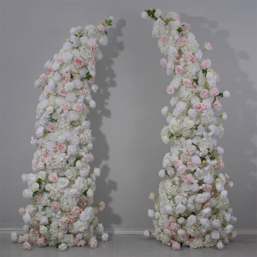 Luxury Pink & White Rose Wedding Arch, Floral Backdrop for Parties & Events