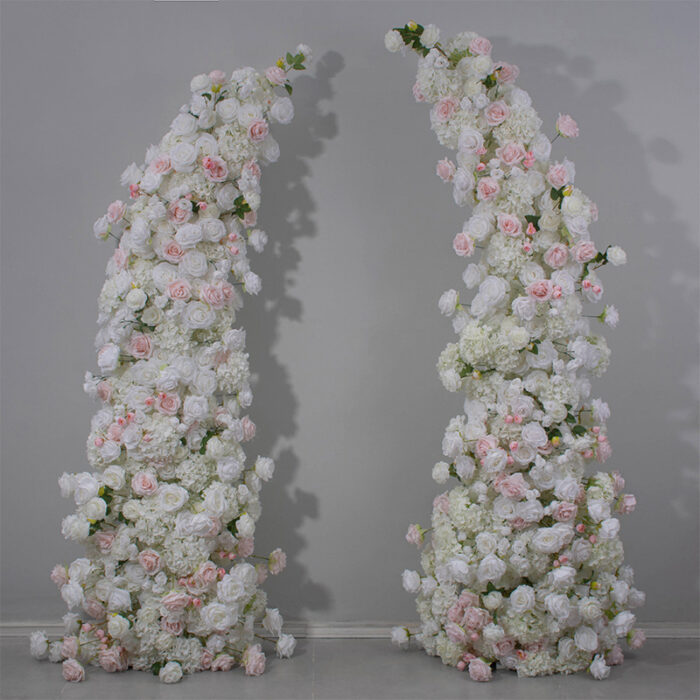 Luxury Pink & White Rose Wedding Arch, Floral Backdrop for Parties & Events