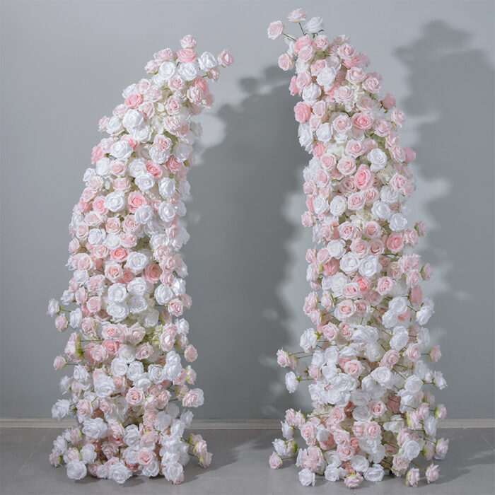 Luxury Pink & White Rose Wedding Arch, Floral Backdrop for Parties & Events
