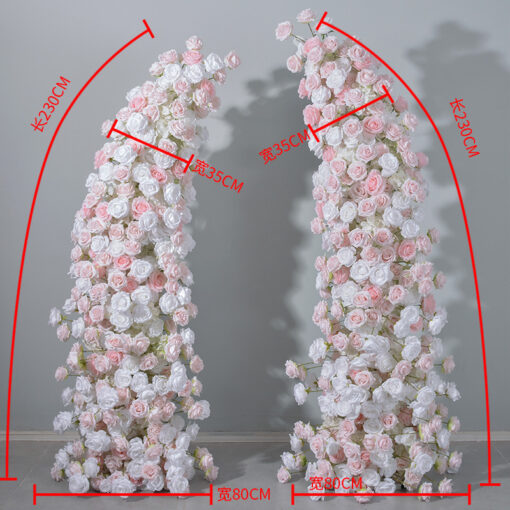 Luxury Pink & White Rose Wedding Arch, Floral Backdrop for Parties & Events