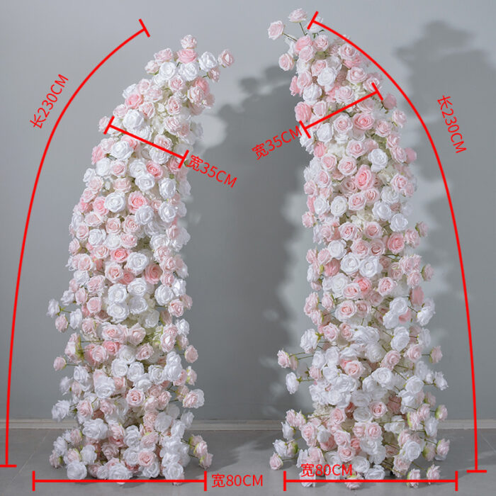 Luxury Pink & White Rose Wedding Arch, Floral Backdrop for Parties & Events