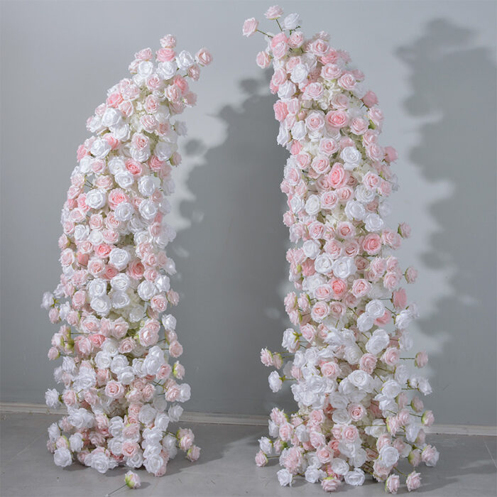 Luxury Pink & White Rose Wedding Arch, Floral Backdrop for Parties & Events