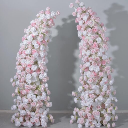 Luxury Pink & White Rose Wedding Arch, Floral Backdrop for Parties & Events