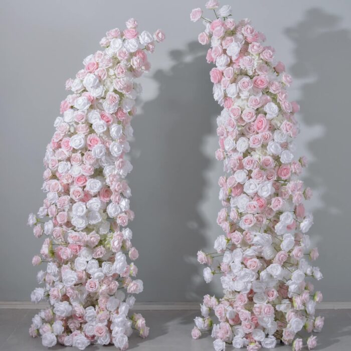 Luxury Pink & White Rose Wedding Arch, Floral Backdrop for Parties & Events