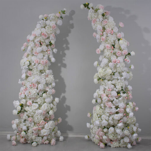 Luxury Pink & White Rose Wedding Arch, Floral Backdrop for Parties & Events