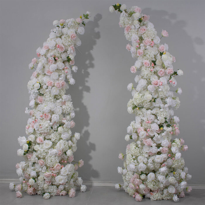 Luxury Pink & White Rose Wedding Arch, Floral Backdrop for Parties & Events