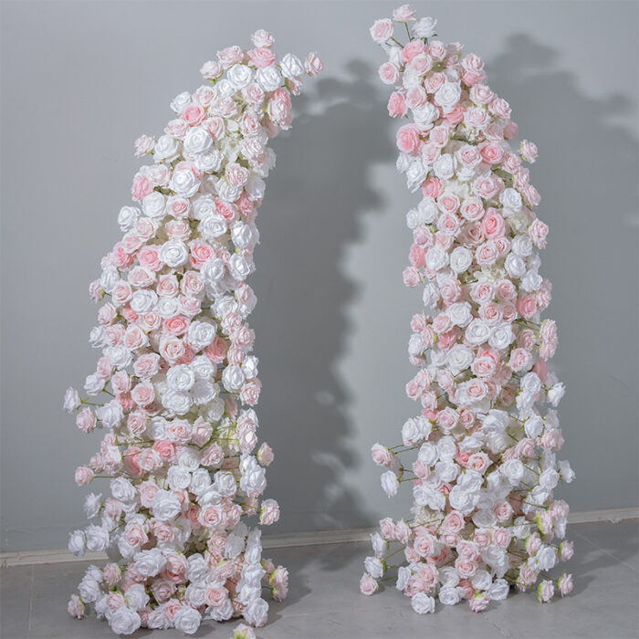 Luxury Pink & White Rose Wedding Arch, Floral Backdrop for Parties & Events