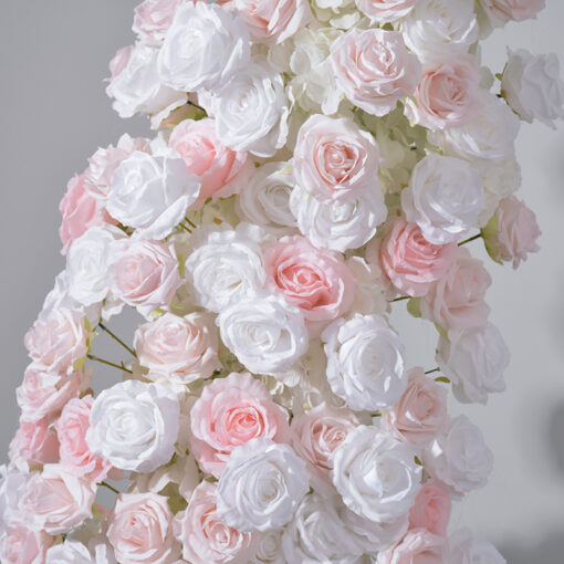 Luxury Pink & White Rose Wedding Arch, Floral Backdrop for Parties & Events