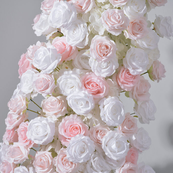 Luxury Pink & White Rose Wedding Arch, Floral Backdrop for Parties & Events