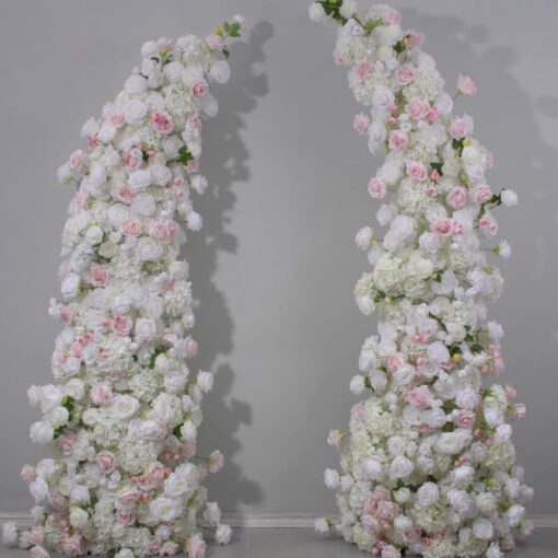 Luxury Pink & White Rose Wedding Arch, Floral Backdrop for Parties & Events