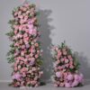 Luxury Pink and Purple Wedding Arch with Roses & Eucalyptus – Elegant Floral Column for Events