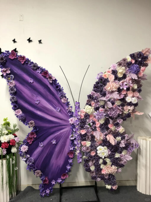 Luxury Purple Butterfly Backdrop with Delicate Roses for Romantic Victorian Decor
