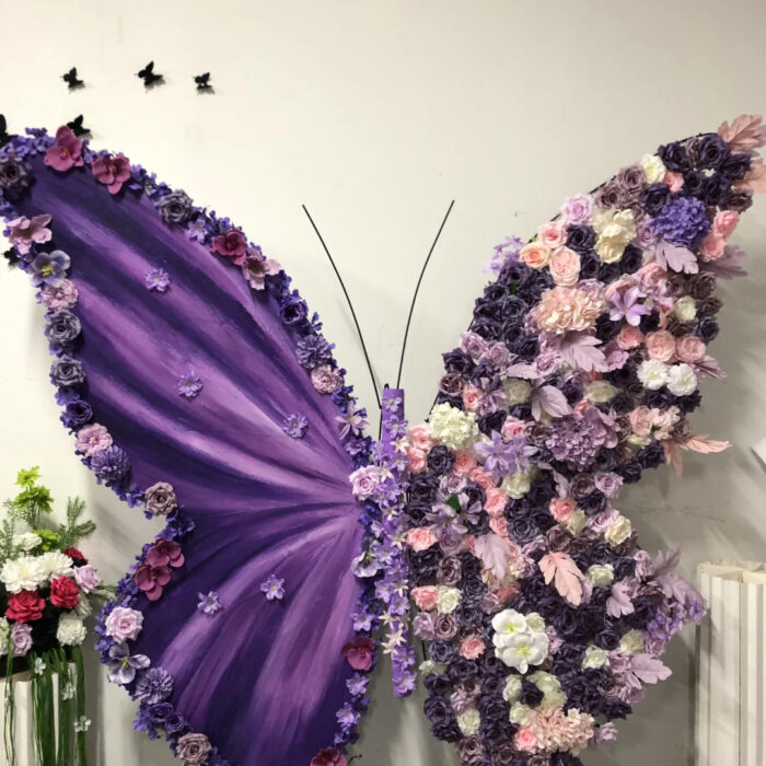 Luxury Purple Butterfly Backdrop with Delicate Roses for Romantic Victorian Decor