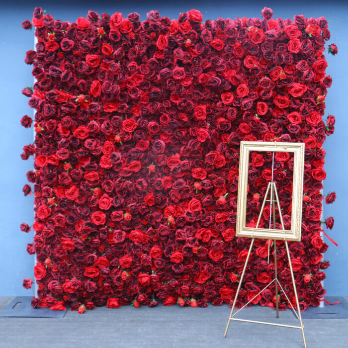 Luxury Red Rose Flower Wall for Wedding & Proposal Bac