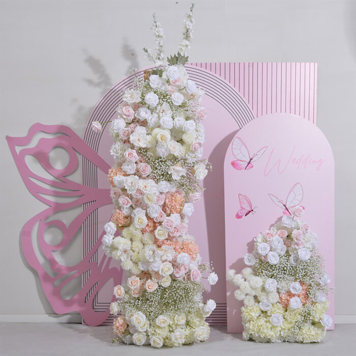 Luxury Rose Floral Arch Wedding Backdrop – Pink & White Roses for Events & Party Decorations