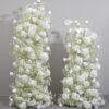 Luxury Wedding Floral Arch Set with White and Beige Roses – Gypsophila Backdrop with Frame