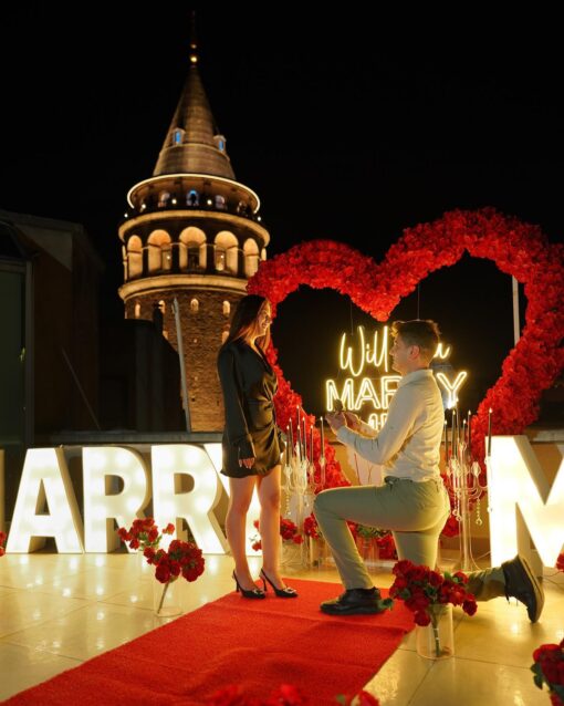 Magical Heart Arch with Red Roses for a Romantic Proposal or Wedding