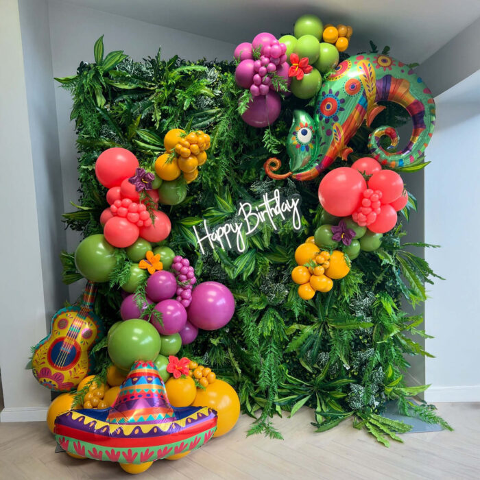 Mexican Happy Easter Green Jungle Leaves Backdrop – A Fresh and Vibrant Decor